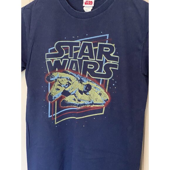 Star Wars Blue T-Shirt Battleship Galactic Size S Small Lucas Films Retro Look - Picture 9 of 10